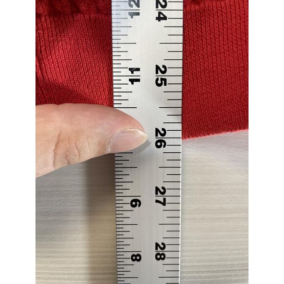 Talbots Sweater Womens Large Red Pullover V Neck 100% Cotton Solid Textured - Picture 4 of 8
